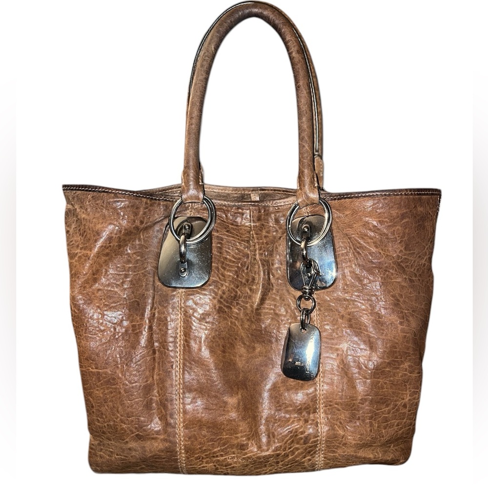 RARE DONNA KARAN 2008 Lambskin Leather Modern Leo Tote in light brown/tan XL